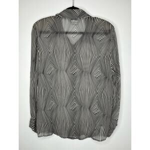 Vintage Vera Cristina 100% silk black & white sheer blouse